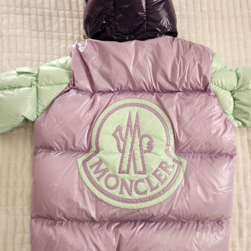 Moncler Lavender & Mint Colorblock Puffer Jacket with Hood - Picture 5 of 16